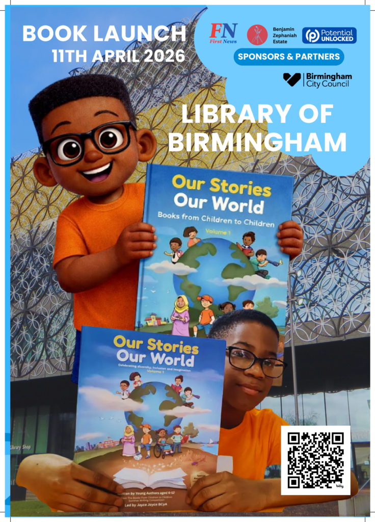 Jayce Joyce BCyA at the Library of Birmingham launch of Our Stories, Our World anthology, February 2026